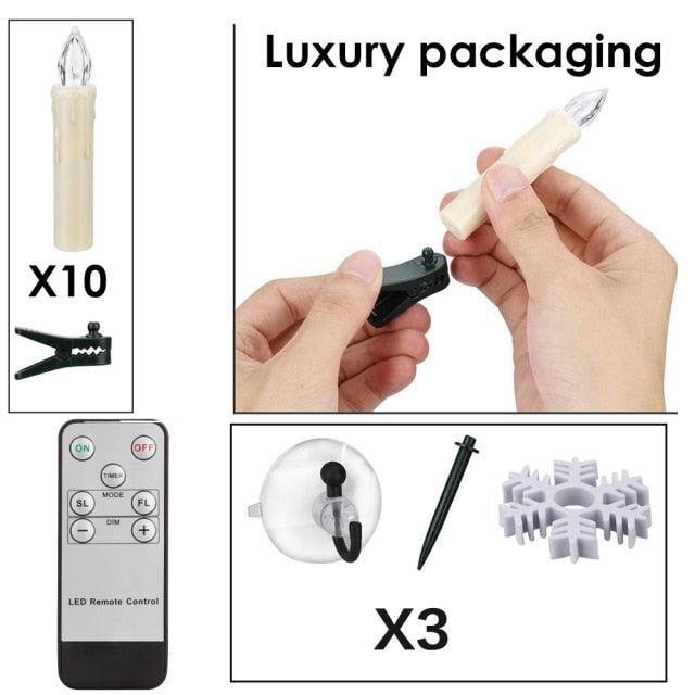 Stevvex flameless LED candle set with remote includes 10 taper candles and 3 accessory parts on Tampa Home & Garden Store