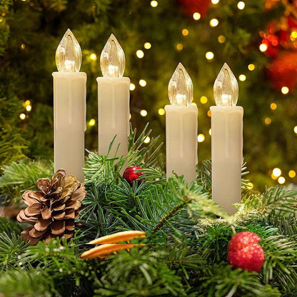 Stevvex flameless LED taper candles four-pack in ivory with warm white flames remote control battery-operated centerpiece on Tampa Home & Garden Store