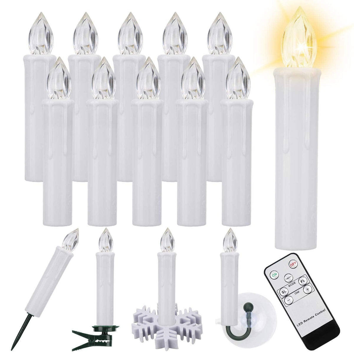 Stevvex LED flameless taper candles set with remote timer for decor warm white flicker on Tampa Home & Garden Store