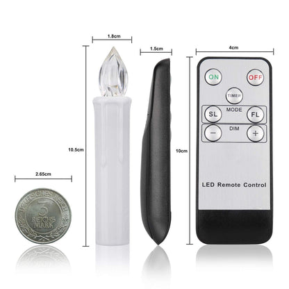 Stevvex LED flameless candle with remote control, white tapered battery-powered candle on Tampa Home & Garden Store