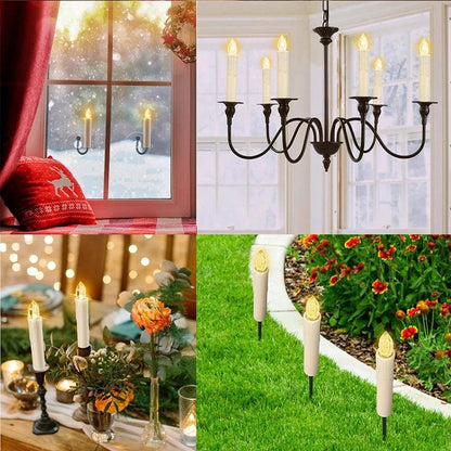 Stevvex flameless LED taper candles with remote; warm white flicker for chandeliers on Tampa Home & Garden Store