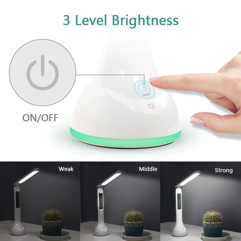 LED Desk Lamp Foldable Dimmable Touch Lamp by Stevvex, white mint base, 3 brightness levels on Tampa Home & Garden Store