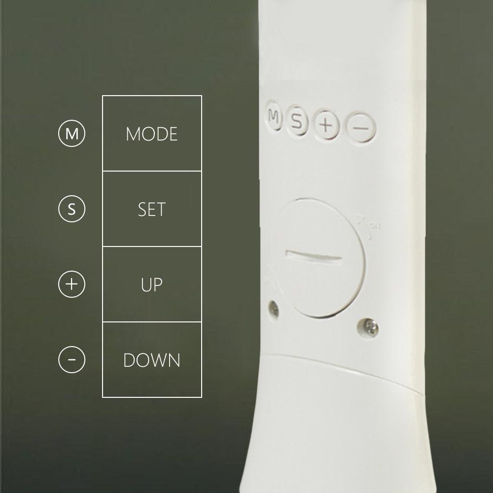 Stevvex LED desk lamp foldable dimmable touch calendar clock white curved base and panel on Tampa Home & Garden Store