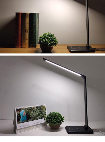 Stevvex desk lamp black metal with USB dimmer, 5-level brightness for bedside reading on Tampa Home & Garden Store