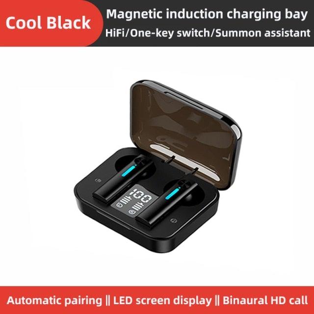 Stevvex LED Display Bluetooth 5.0 in-ear earphones with magnetic charging case black mic 2 buds on Tampa Home & Garden Store