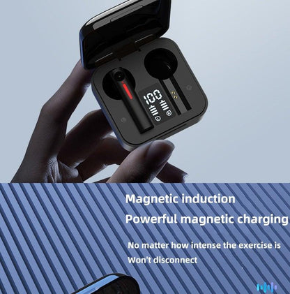 Stevvex in-ear wireless headphones with digital display magnetic charging case in black on Tampa Home & Garden Store