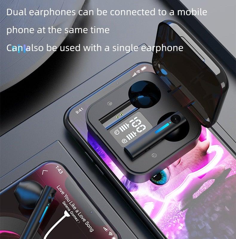 Stevvex wireless in-ear headphones with LED display case, magnetic earbuds, Bluetooth 5.0, black on Tampa Home & Garden Store