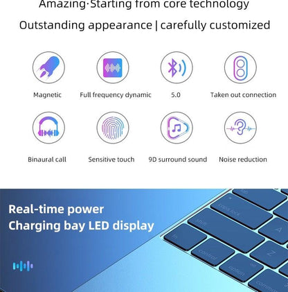 Stevvex black in-ear wireless headphones with LED display, Bluetooth 5.0 magnetic earbuds on Tampa Home & Garden Store