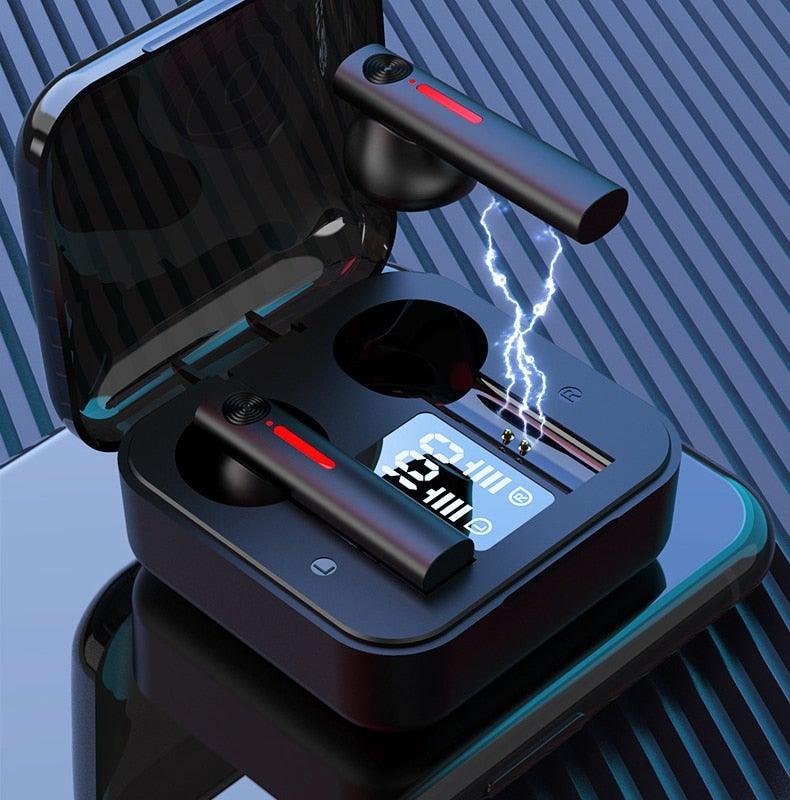 Stevvex LED Bluetooth 5.0 wireless in-ear headphones with magnetic earbuds in charging case on Tampa Home & Garden Store