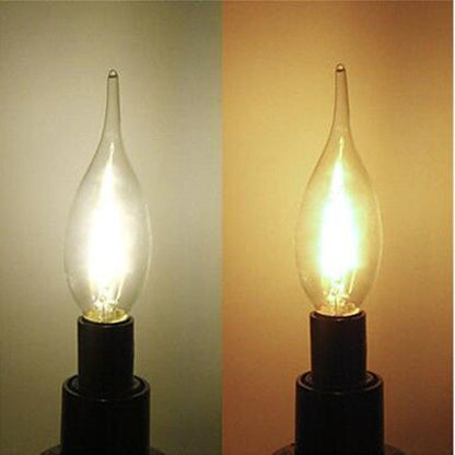 Stevvex LED filament bulb E14 candle shape 2-pack, clear glass, Edison vintage lighting on Tampa Home & Garden Store