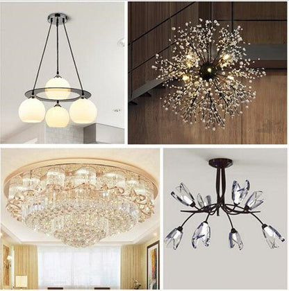 Set of 4 ceiling lights: globe pendant, sputnik, crystal chandelier, black metal chandelier on Tampa Home & Garden Store