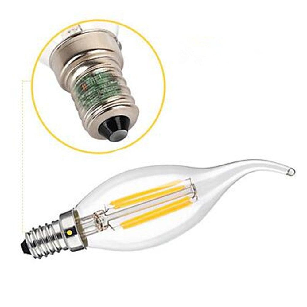 LED Filament Bulb E14 glass shell 360-degree Edison candle warm 3000K dimmable chandelier bulb on Tampa Home & Garden Store