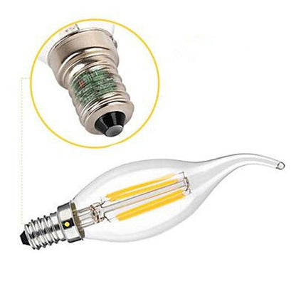 LED Filament Bulb E14 glass shell 360-degree Edison candle warm 3000K dimmable chandelier bulb on Tampa Home & Garden Store