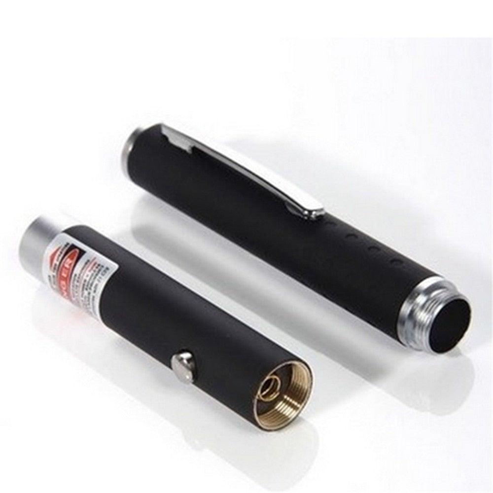 Stevvex LED laser cat toy pen pointer, black cylindrical with silver ends, 2-piece kit on Tampa Home & Garden Store