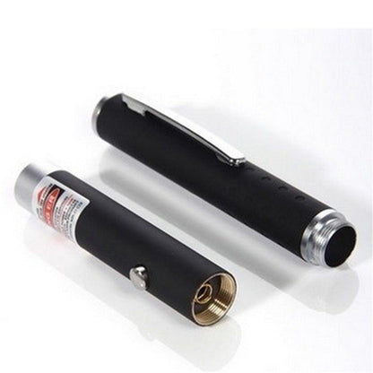 Stevvex LED laser cat toy pen pointer, black cylindrical with silver ends, 2-piece kit on Tampa Home & Garden Store