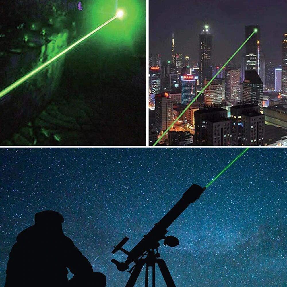 Stevvex LED Laser Pet Cat Toy green beam for indoor cats; night sky and telescope silhouette on Tampa Home & Garden Store