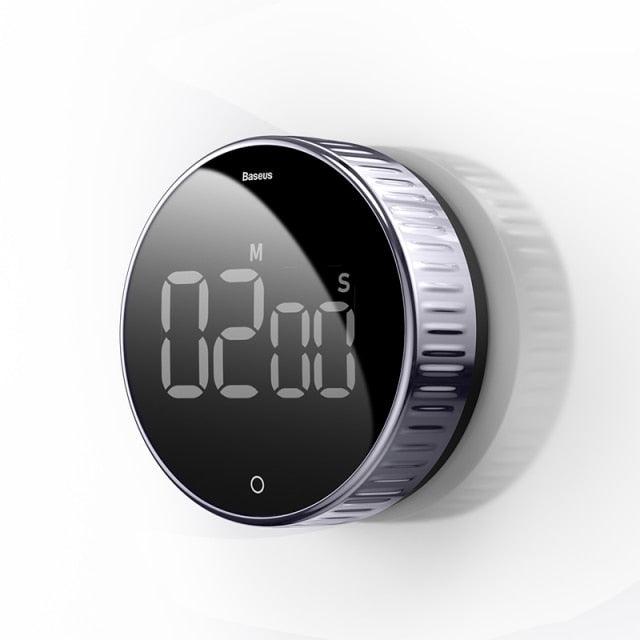 LED magnetic digital kitchen timer with large display, chrome bezel, Baseus branding on Tampa Home & Garden Store