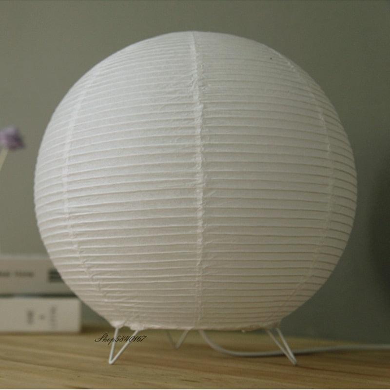 Stevvex white LED paper lantern desk lamp with spherical shade on metal wire legs on Tampa Home & Garden Store