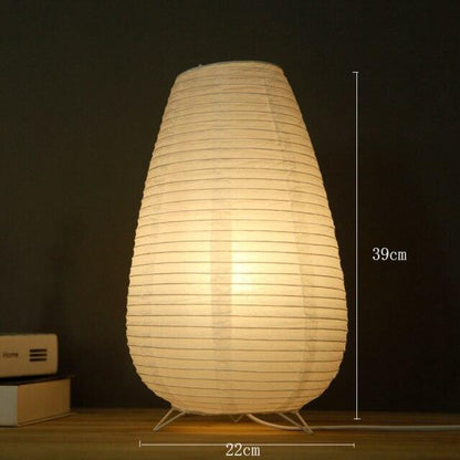 Stevvex LED paper lantern desk lamp with cream ribbed fabric shade, 39cm tall, 22cm base on Tampa Home & Garden Store