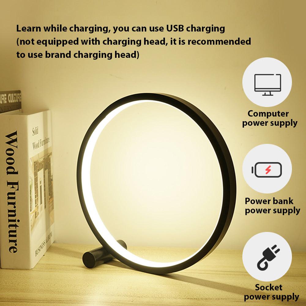 LED Table Lamp round black ring with white glow, touch control Stevvex ST125107AYT on Tampa Home & Garden Store