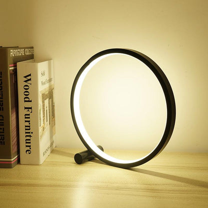 LED Ring Table Lamp with black frame and dimmable bedside light on Tampa Home & Garden Store