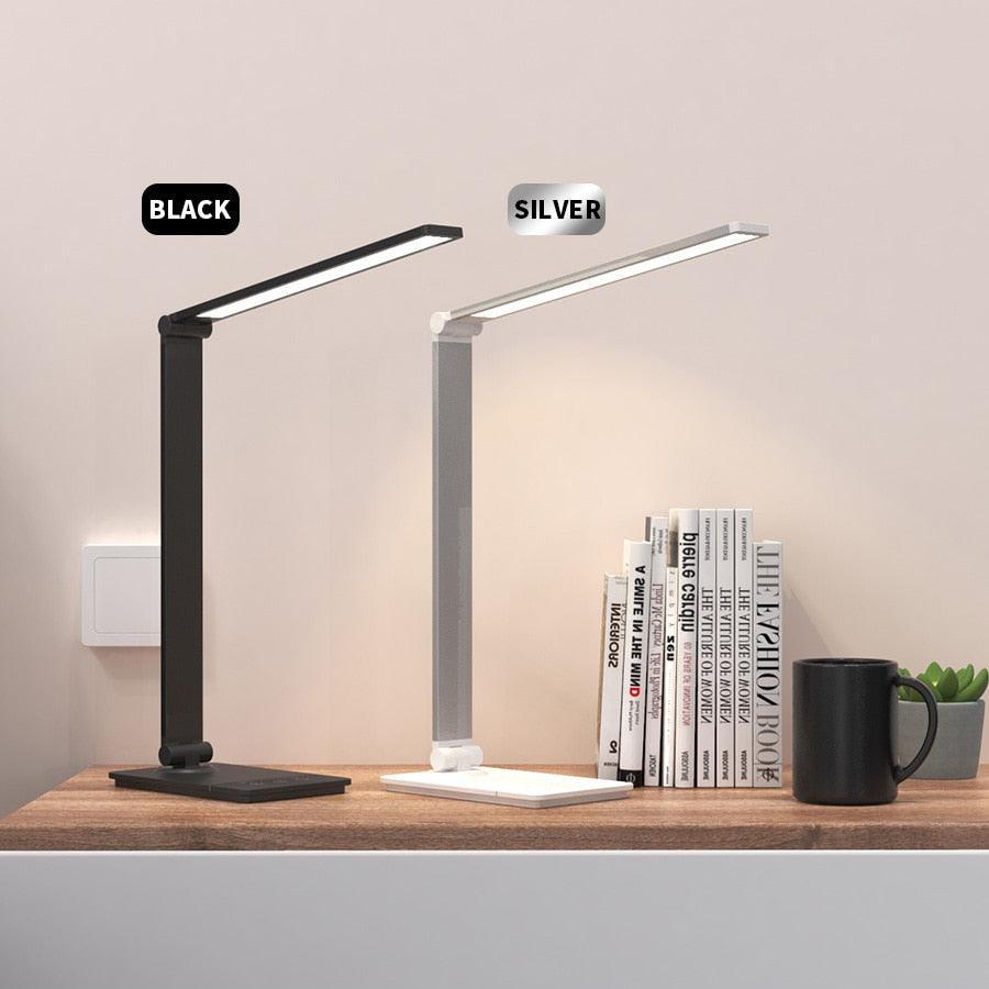 LED Table Lamps pair by Stevvex in black and silver, foldable rotatable desk lamps for desks on Tampa Home & Garden Store