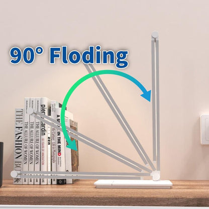 LED desk lamp with 90° foldable rotatable arms in white metal finish on Tampa Home & Garden Store
