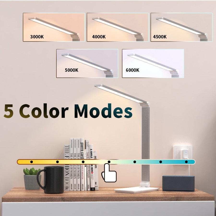 Stevvex LED desk lamp with 5 color modes 3000K–6000K, touch switch, USB foldable arm on Tampa Home & Garden Store