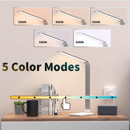 Stevvex LED desk lamp with 5 color modes 3000K–6000K, touch switch, USB foldable arm on Tampa Home & Garden Store