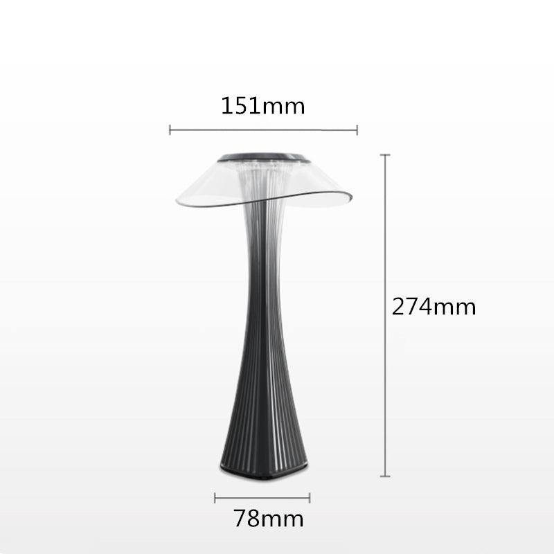 LED Table Lamp with USB charge and dimmable touch control, black ribbed and clear shade on Tampa Home & Garden Store