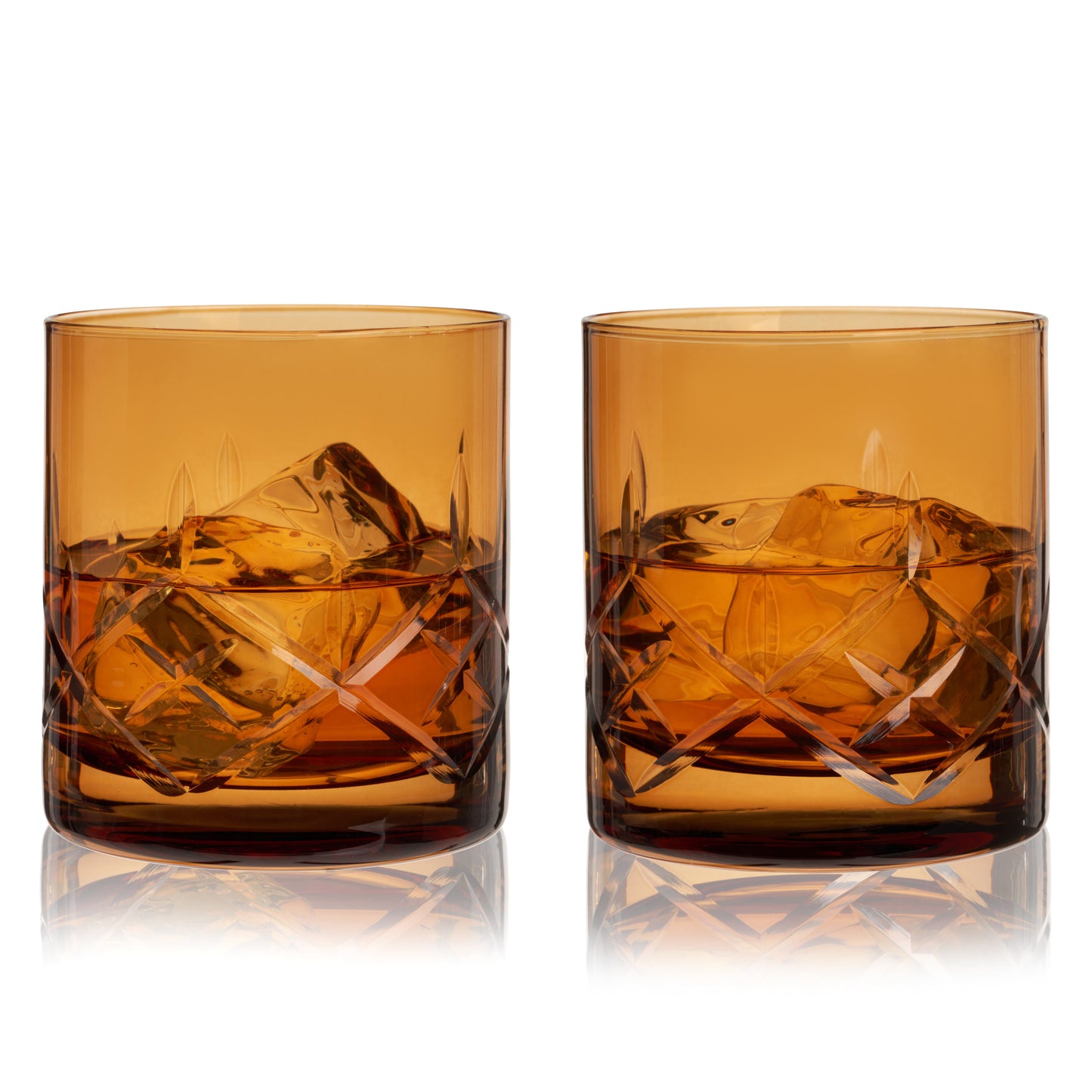 Admiral Amber Crystal Rocks Glasses Set Of Two