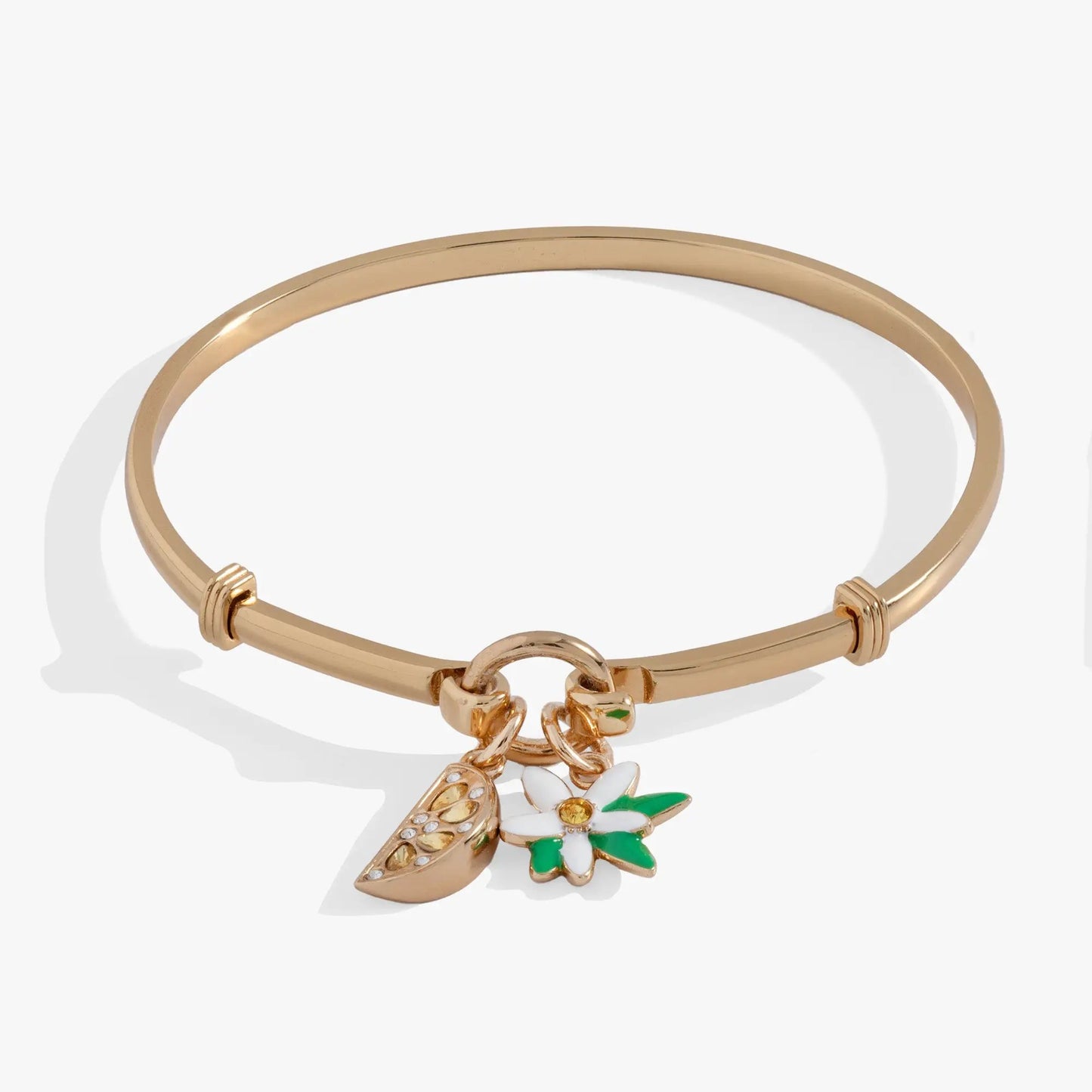 Lemon Tension Bangle with White Blossom Charm