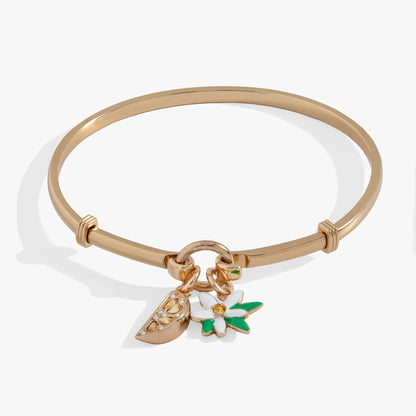 Lemon Tension Bangle with White Blossom Charm