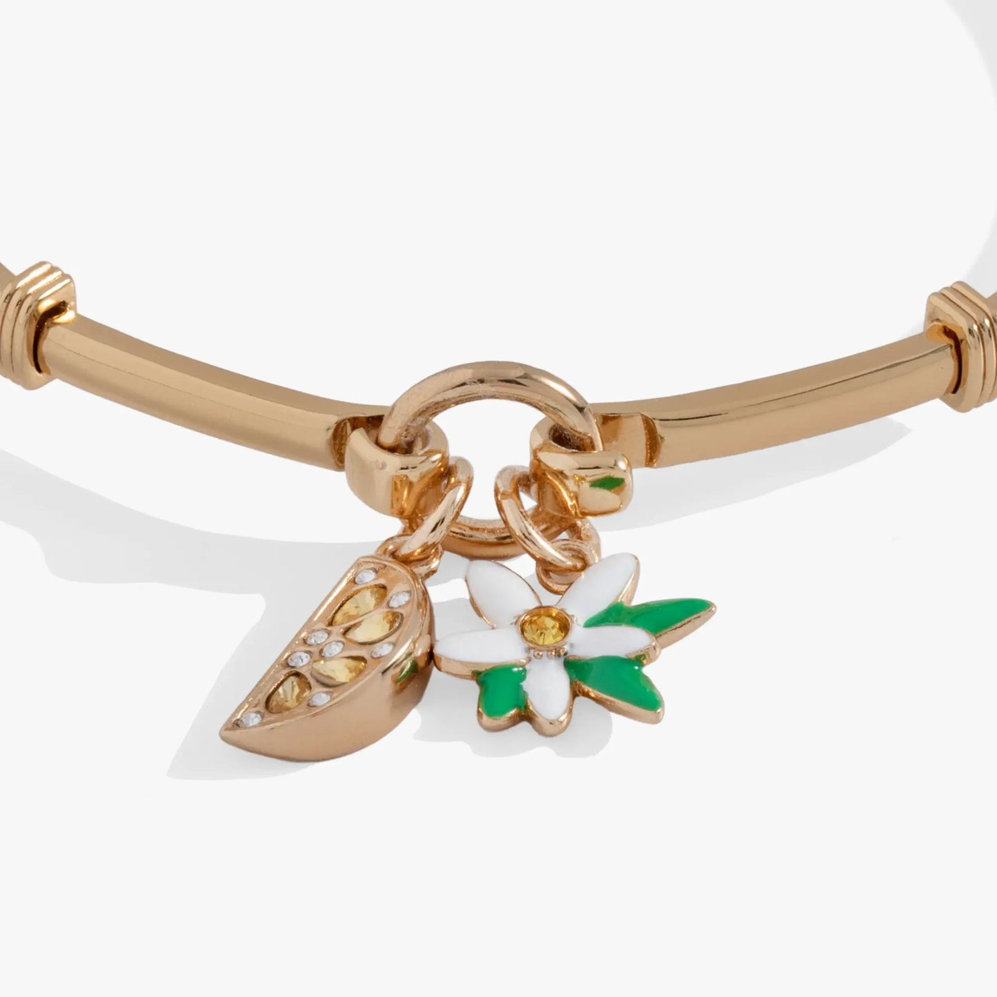 Lemon Tension Bangle with White Blossom Charm