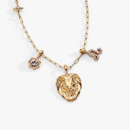 Leo Zodiac Charm Cluster Necklace in gold-tone with star crystal and lion charm by ALEX AND AN I on Tampa Home & Garden Store

