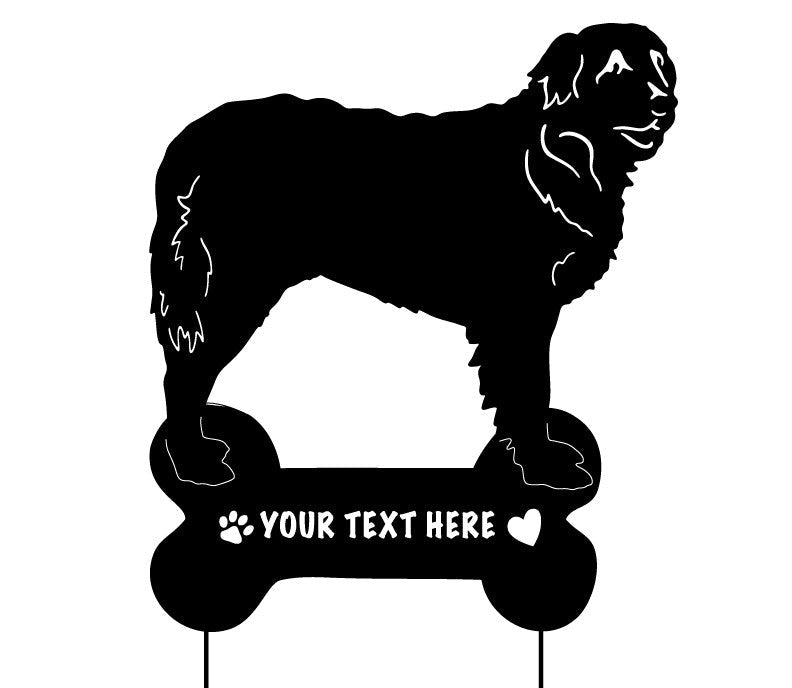 Leonberger garden stake or wall hanging with dog silhouette on bone sign on Tampa Home & Garden Store