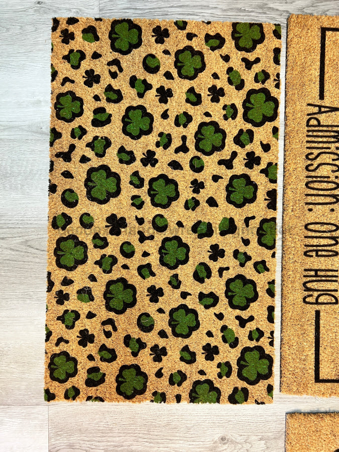 Leopard Clovers, Clover Door Mat, Shamrock Door Mat, Home Doormat, St. Patrick's Doormat, Coir Doormat, Welcome Mat, Housewarming Gift, Welcome Doormat- DECOE-CM-007