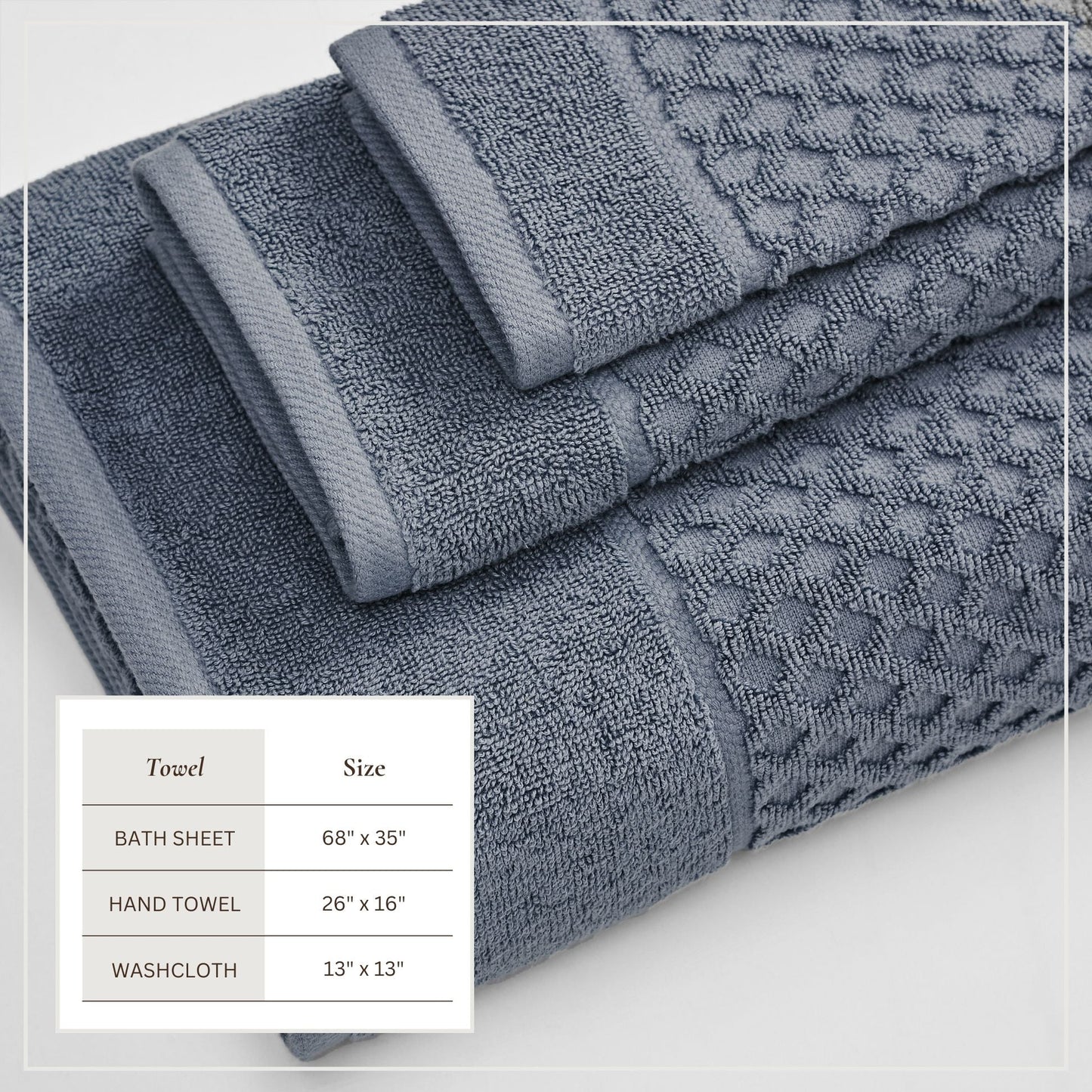 Cotton Diamond Waffle Weave Bath Towel Set