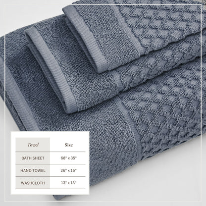 Cotton Diamond Waffle Weave Bath Towel Set