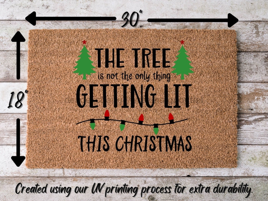 Let's Get Lit Funny Christmas Door Mat | Funny Christmas Doormat | Christmas Holiday Gift | Welcome Mat | Doormat | Winter Decor - Tampa soil911.com