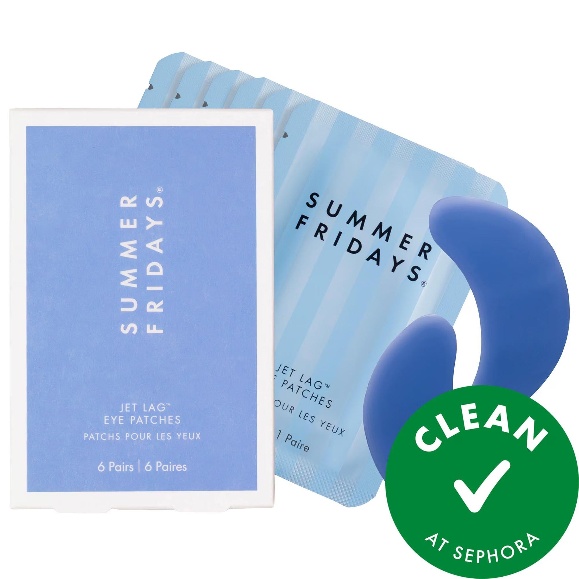 Jet Lag Hydrogel Eye Patches by Beauty Care Bag in blue packaging, 6 pairs, vegan on Tampa Home & Garden Store
