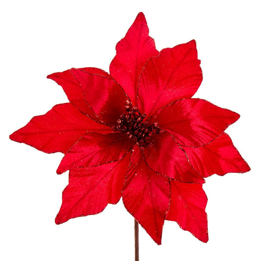 Red Velvet Glittered Poinsettia - 14 Inch - Tampa Home & Garden Store