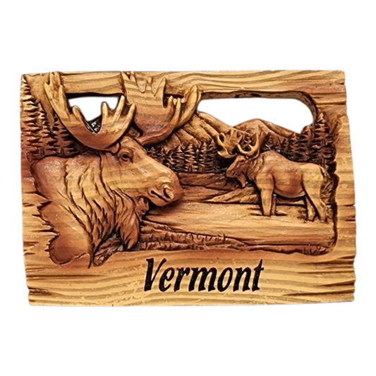 Wood-look Layered Magnet - Vermont Moose - Tampa Home & Garden Store