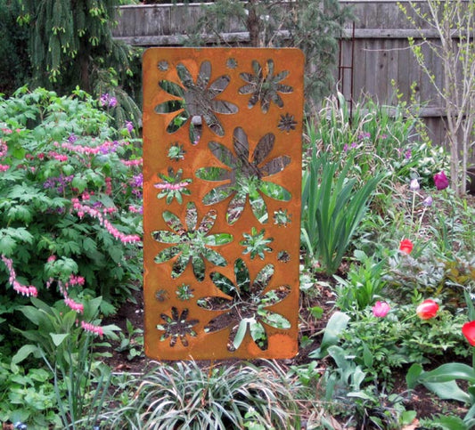 Rustica Ornamentals outdoor metal privacy screen panel, rust finish, heavy-duty steel on Tampa Home & Garden Store