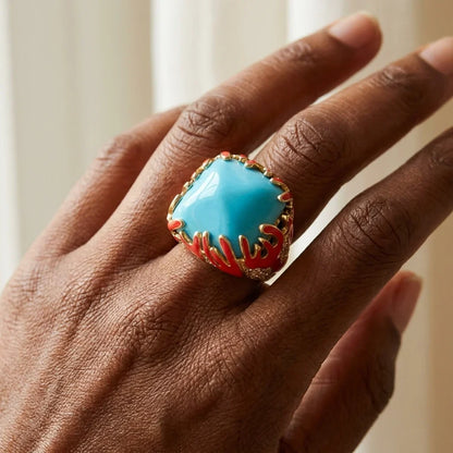 Pretty Little Things Ring turquoise sea life ring with gold-tone band Lauren G Adams on Tampa Home & Garden Store