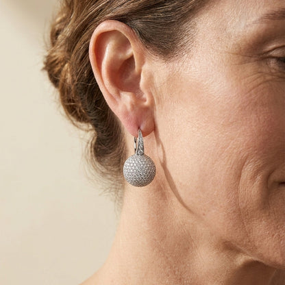 Glamour Pave Ball Earrings by Lauren G Adams, silver pavé ball drop style on Tampa Home & Garden Store