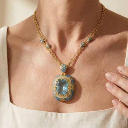 Moroccan Pendant necklace by Lauren G Adams featuring turquoise cabochon and gold filigree on Tampa Home & Garden Store
