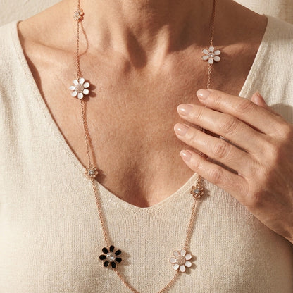 Daisy Dreams Necklace by Lauren G Adams, rose-gold tone chain with white enamel daisies on Tampa Home & Garden Store