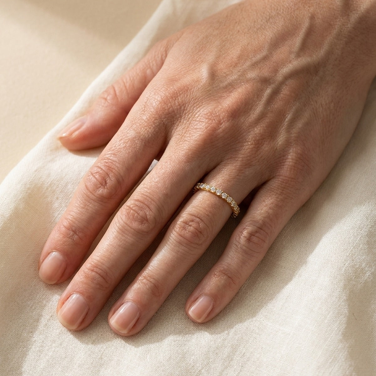 Glamour Pave Eternity Band by Lauren G Adams, gold-tone pave diamond stackable ring on Tampa Home & Garden Store