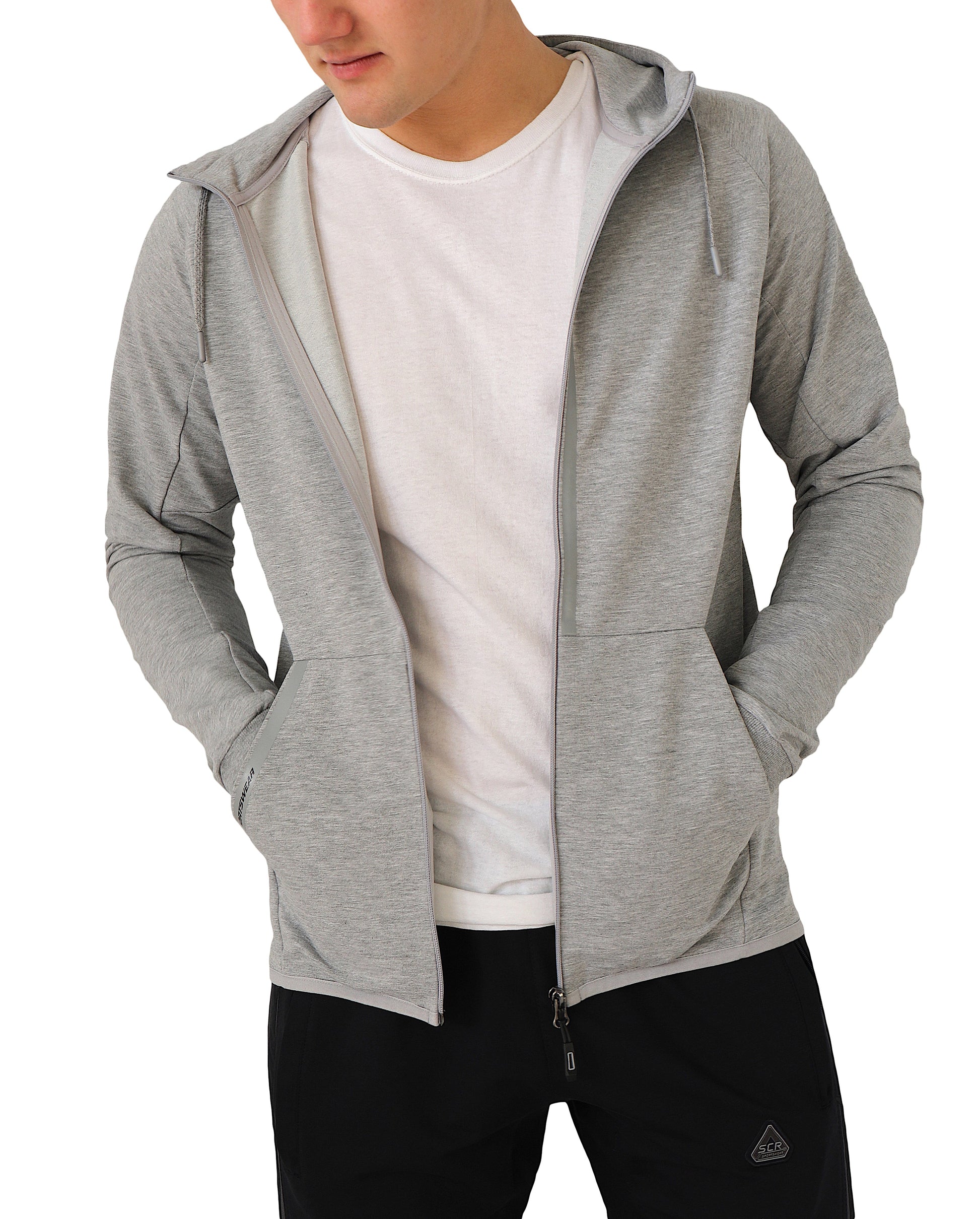 All-Day Comfort Hooded Sweatshirt Slim Fit gray zip hoodie SCR Sportswear with light lining on Tampa Home & Garden Store